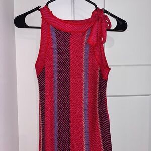 Ann Taylor Red/Pink and Blue Striped Tank Top